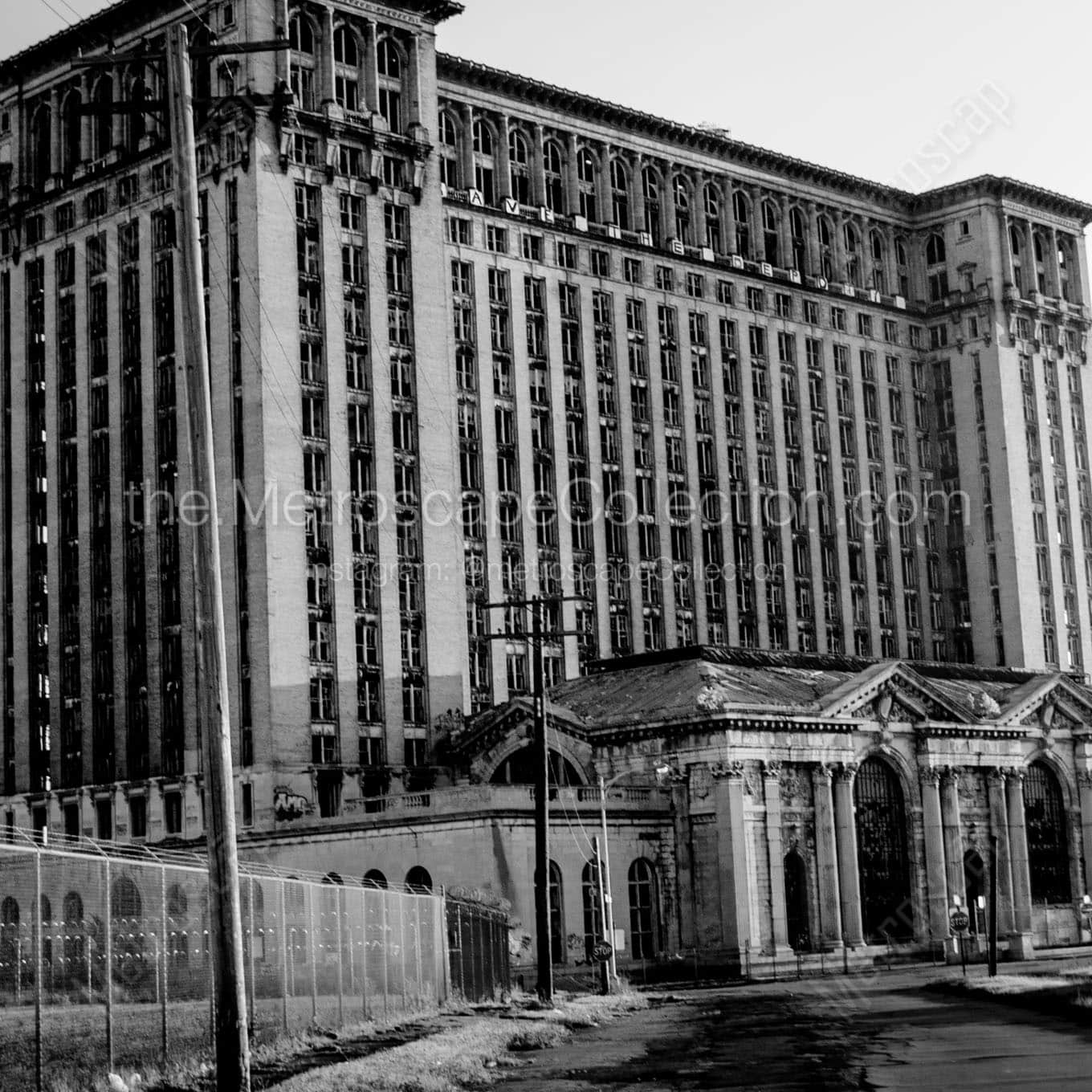 michigan central train station Black & White Office Art