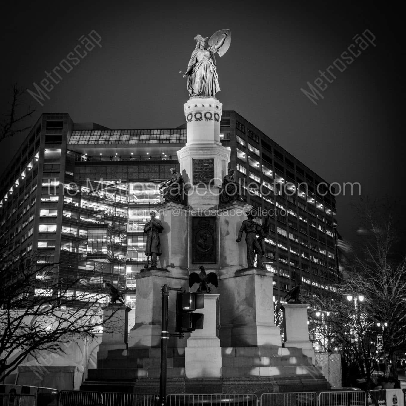 michigan soldiers sailors monument campus martius Black & White Office Art