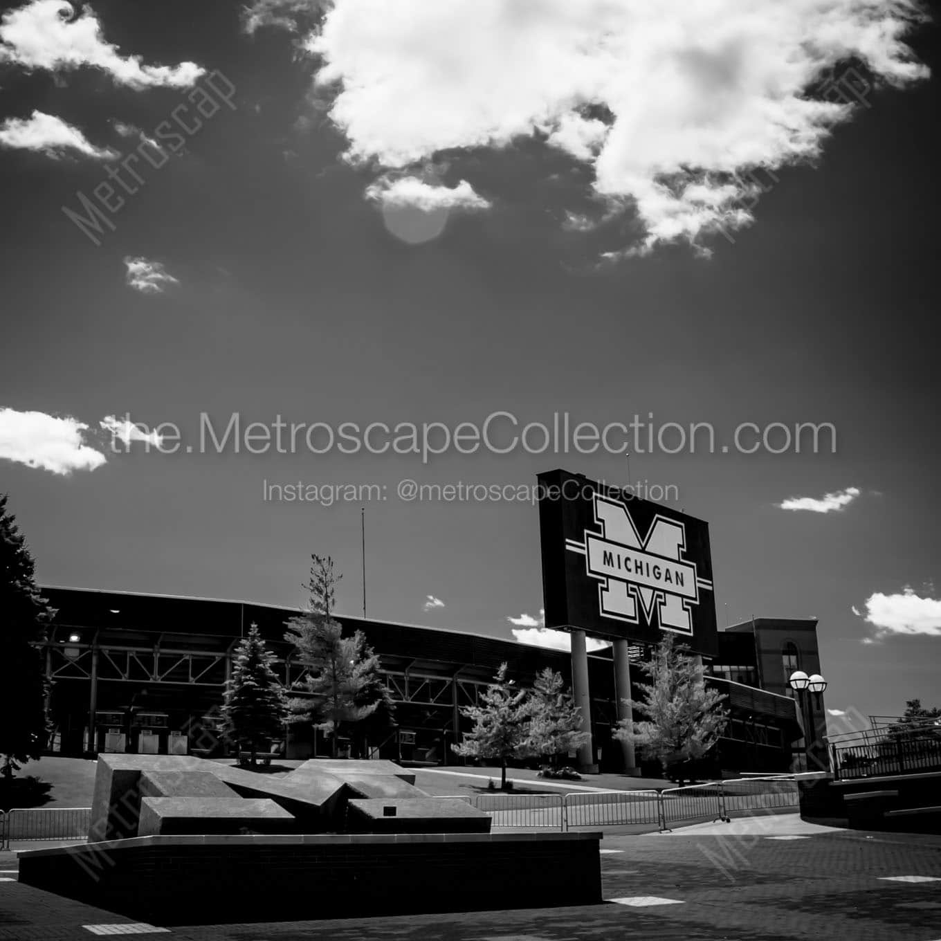 michigan stadium alumni plaza Black & White Office Art