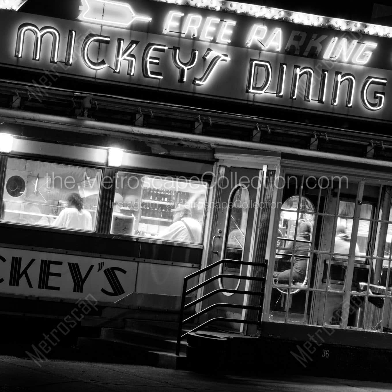mickeys dining car at night Black & White Office Art