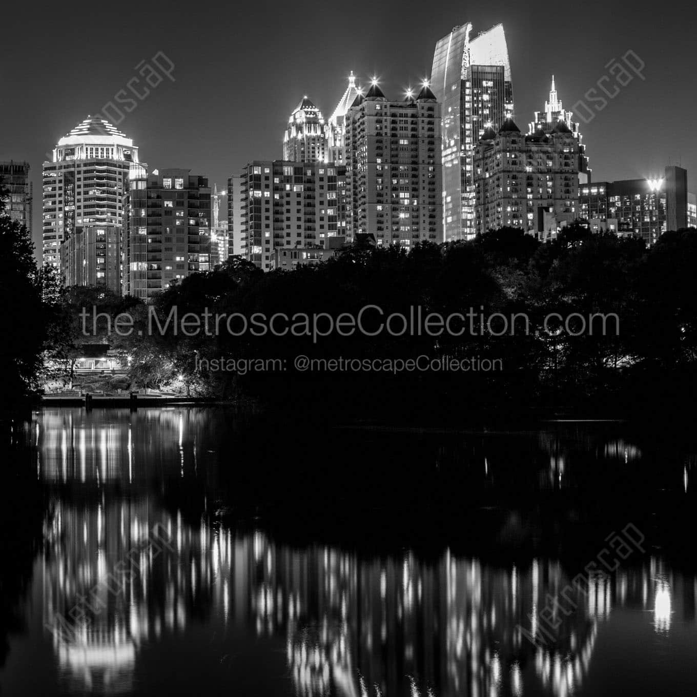 midtown atlanta skyline Black & White Office Art