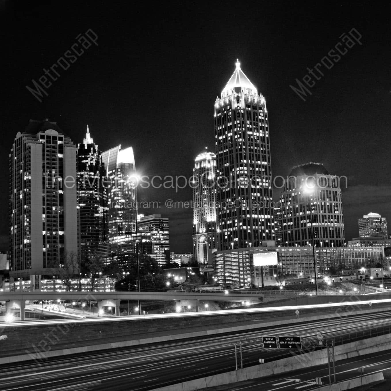 midtown atlanta skyline Black & White Office Art