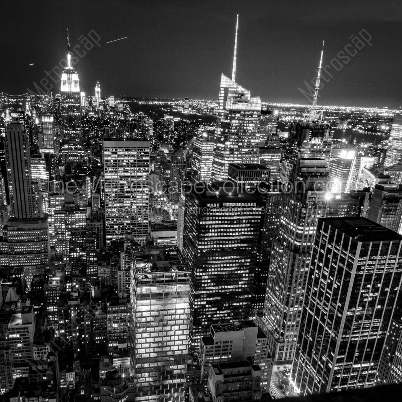 midtown from rockafeller center at night Black & White Office Art