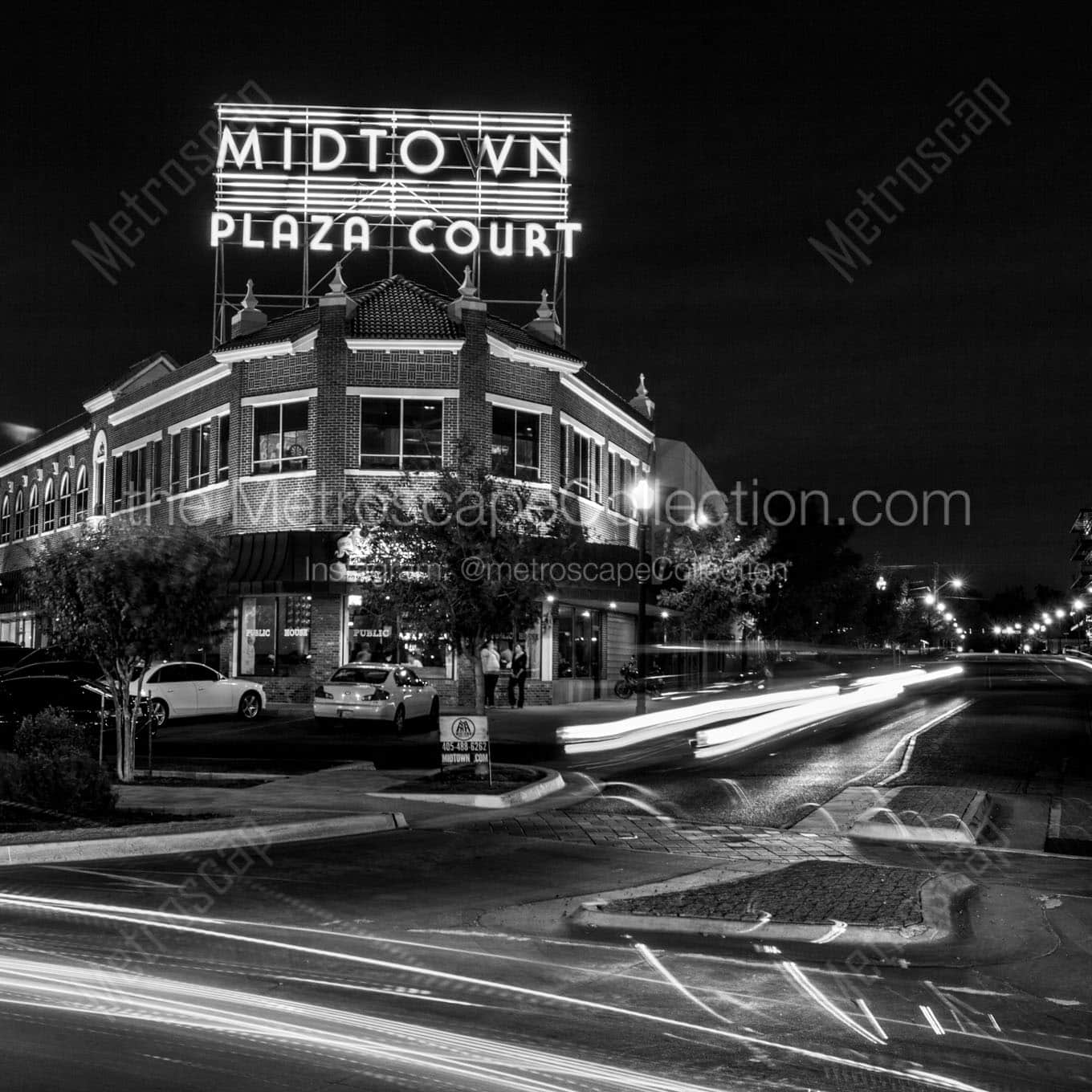midtown plaza court at night Black & White Office Art