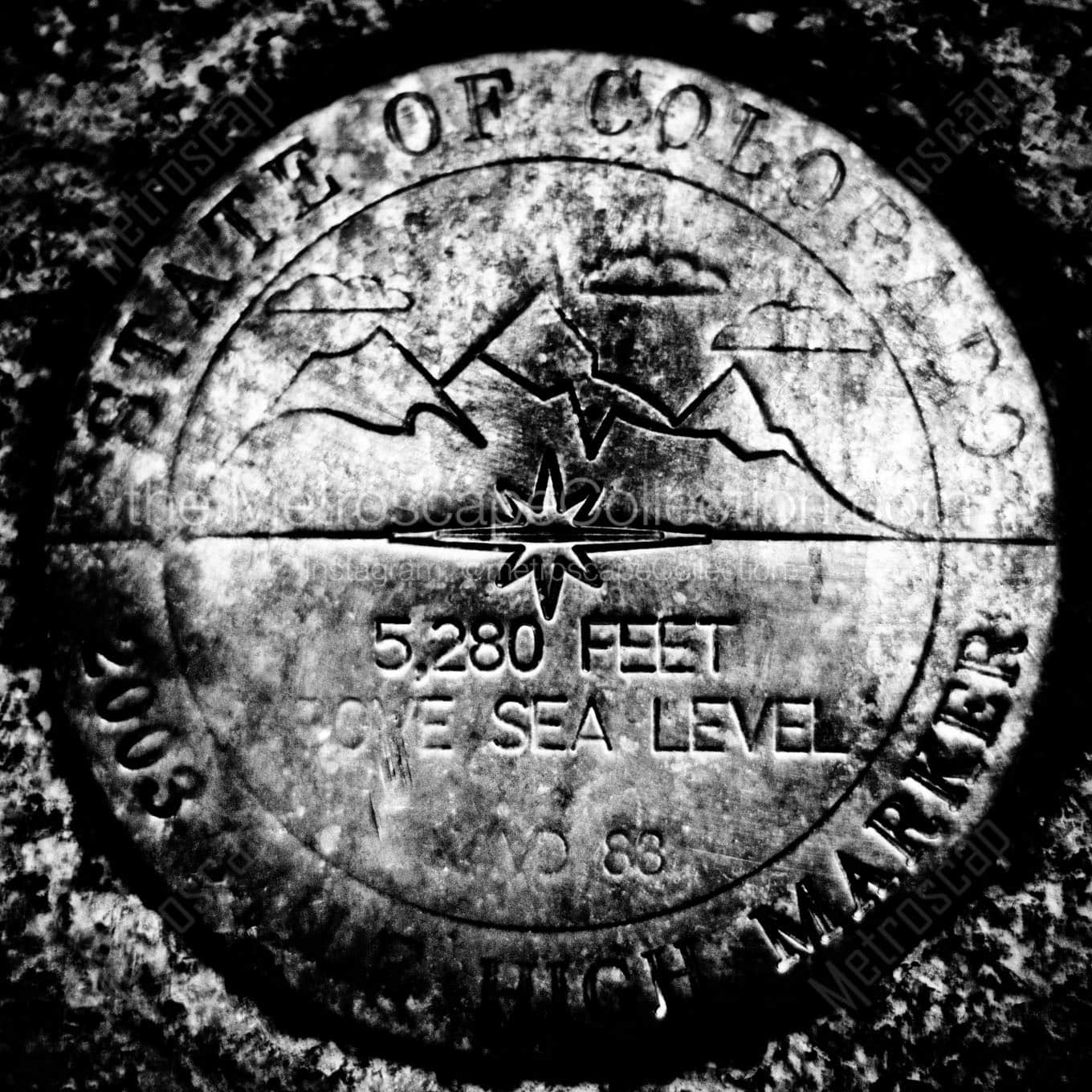 mile high marker on capitol steps Black & White Office Art