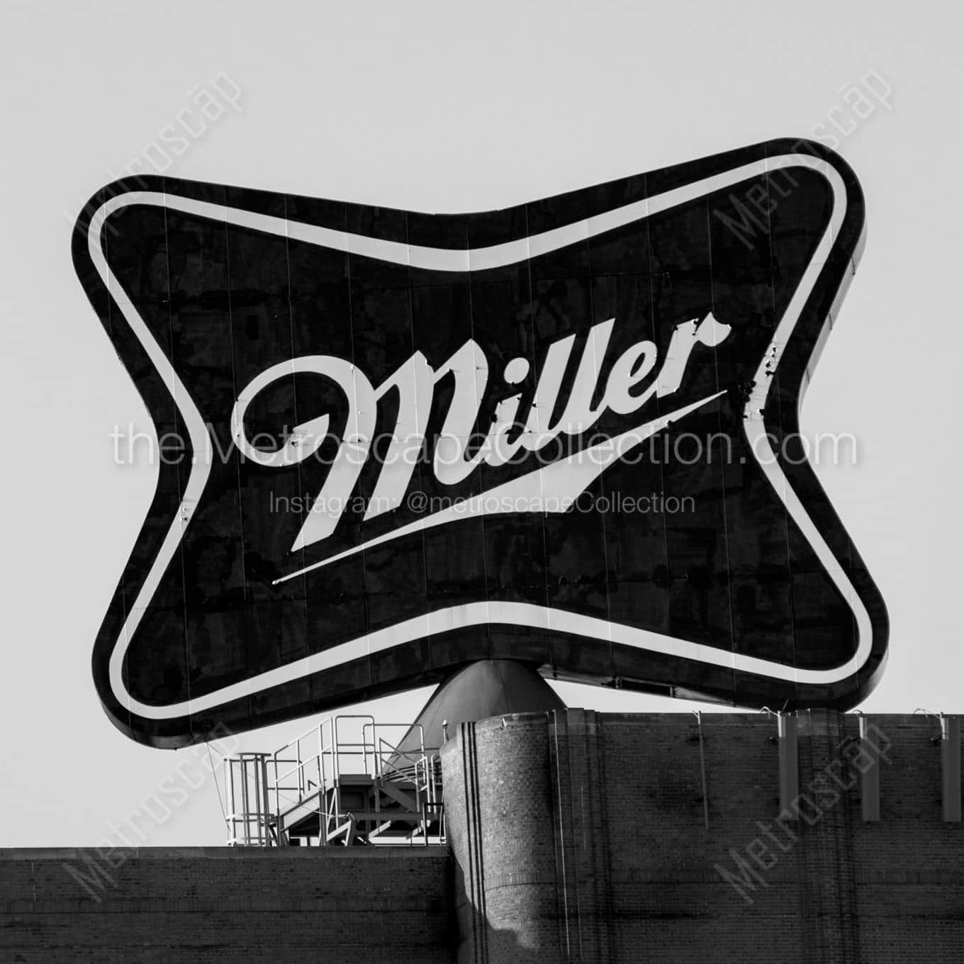 miller brewery sign Black & White Office Art