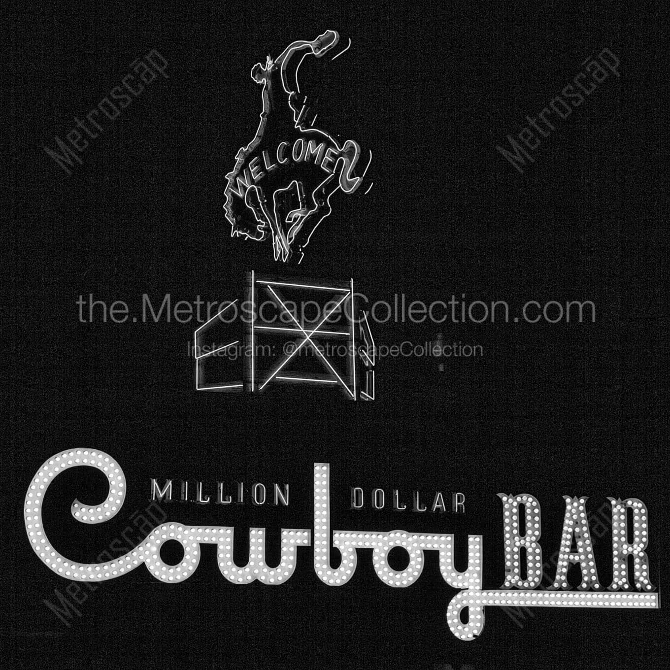 million dollar cowboy bar sign Black & White Office Art