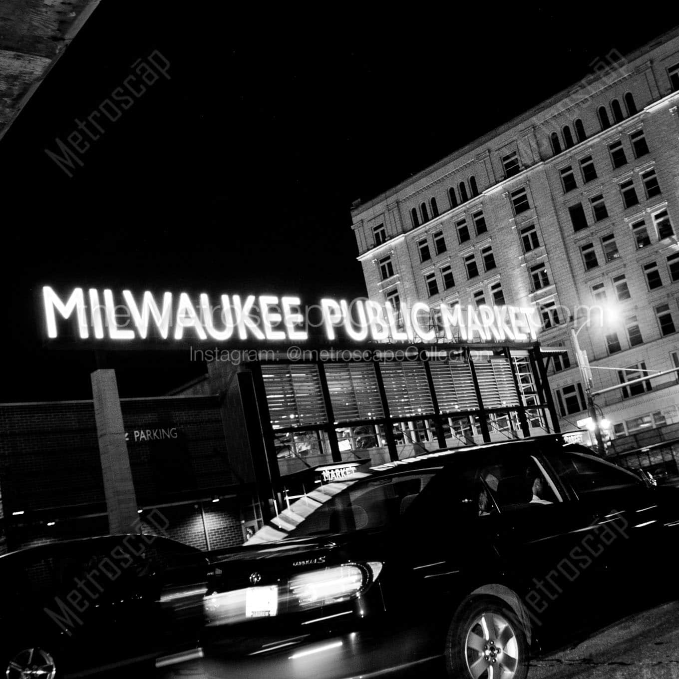 milwaukee public market Black & White Office Art