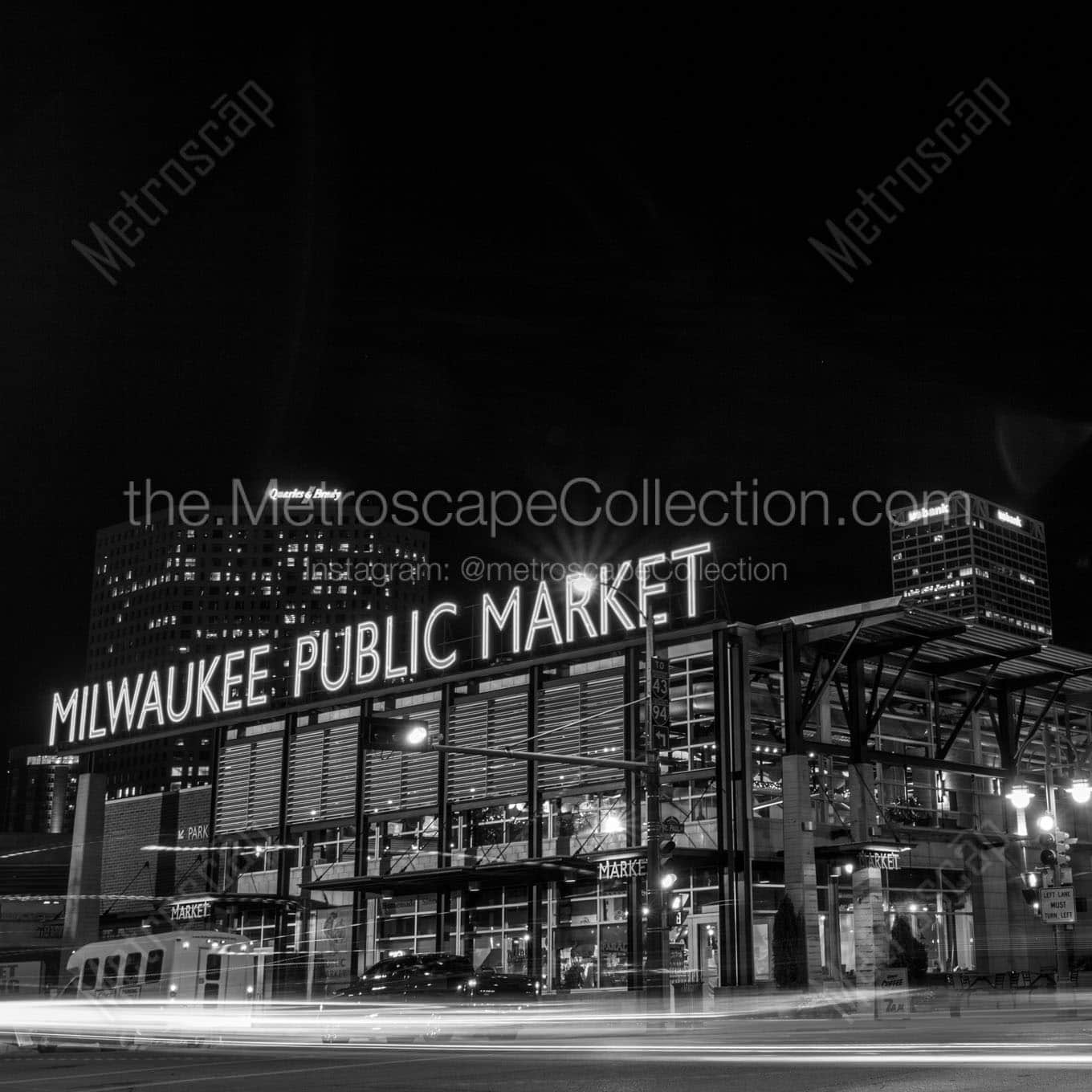 milwaukee public market at night Black & White Office Art