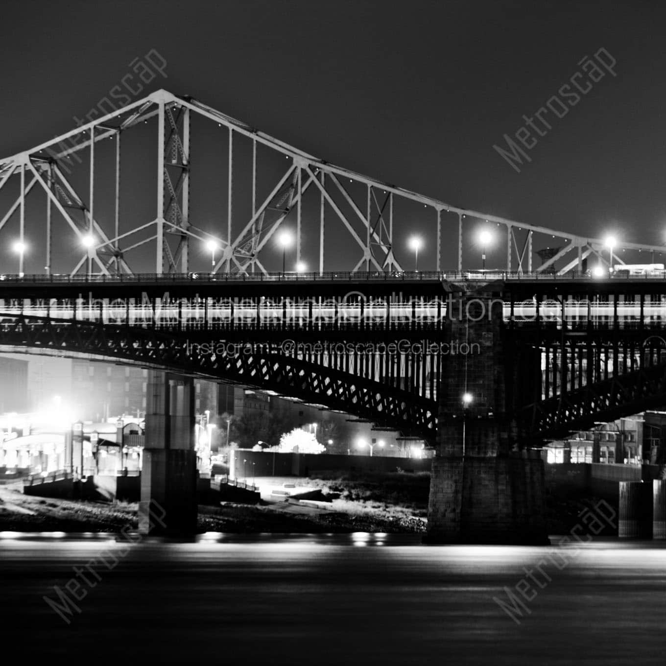 mlk jr eads bridges at night Black & White Office Art