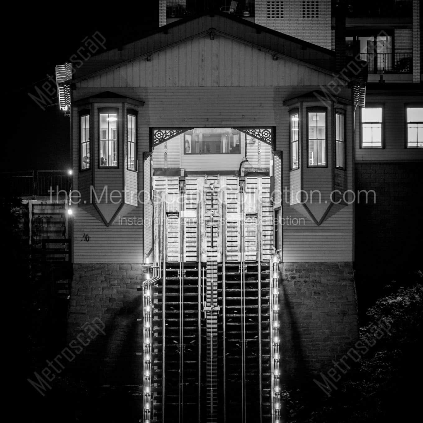 monongahela incline upper station at night Black & White Office Art