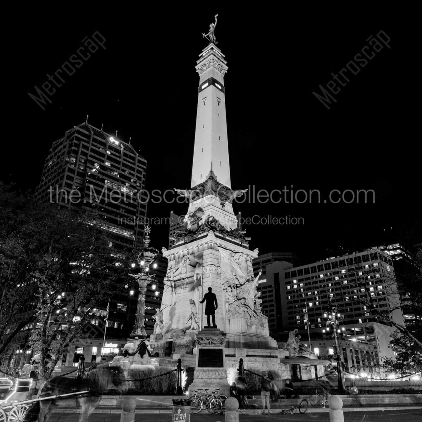 monument circle at night Black & White Office Art