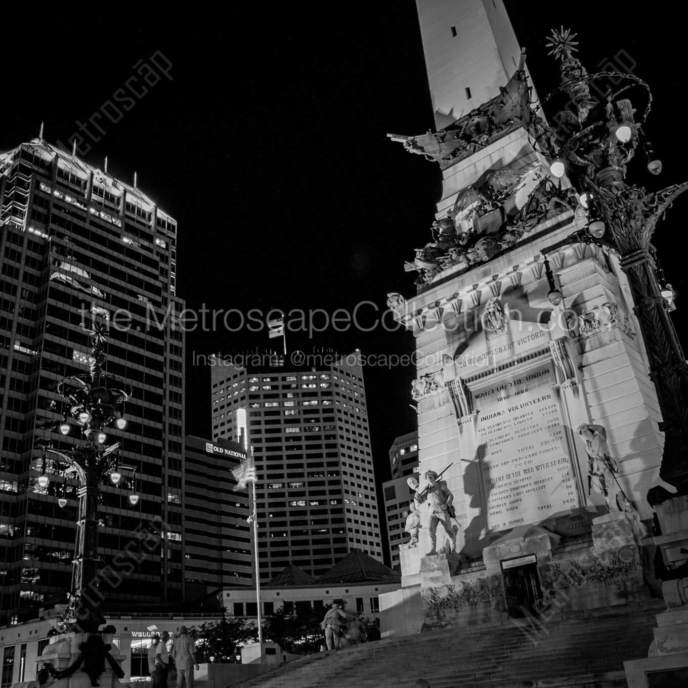 monument circle downtown indy Black & White Office Art