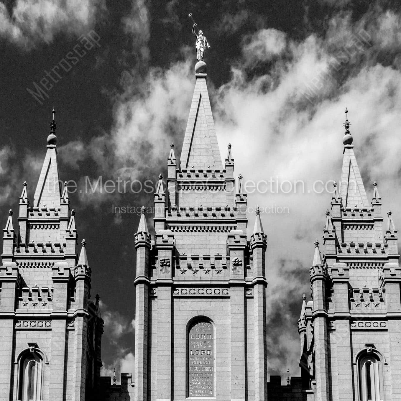 mormon temple Black & White Office Art