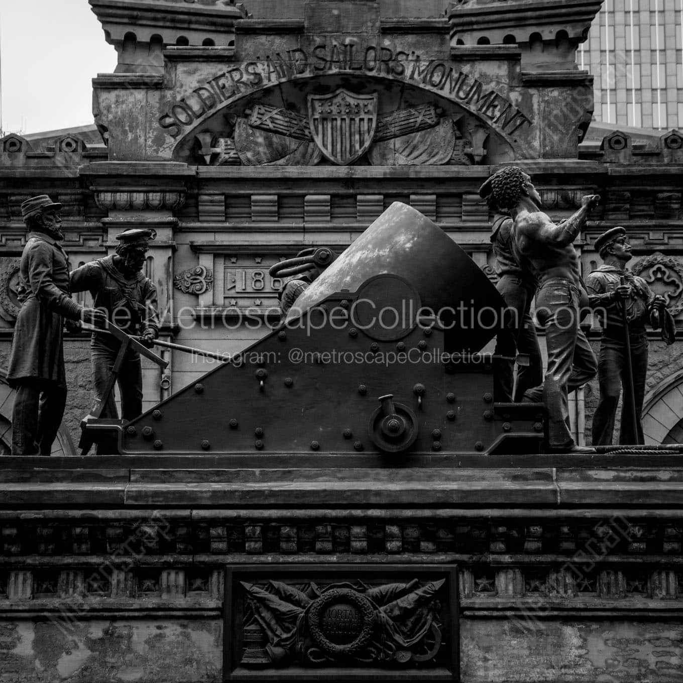 mortar statue soldiers sailors monument Black & White Office Art