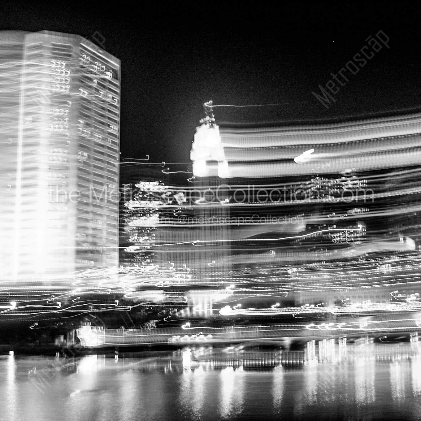 motion blur of columbus skyline Black & White Office Art