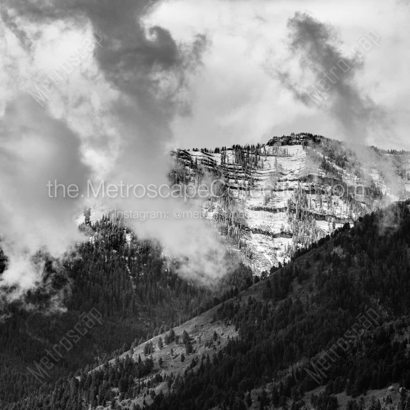 mountain clouds Black & White Office Art