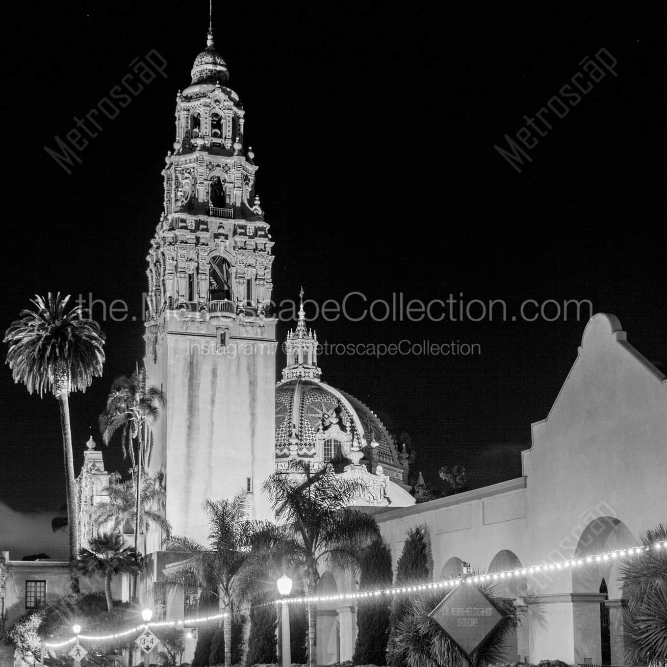 museum of man balboa park at night Black & White Office Art