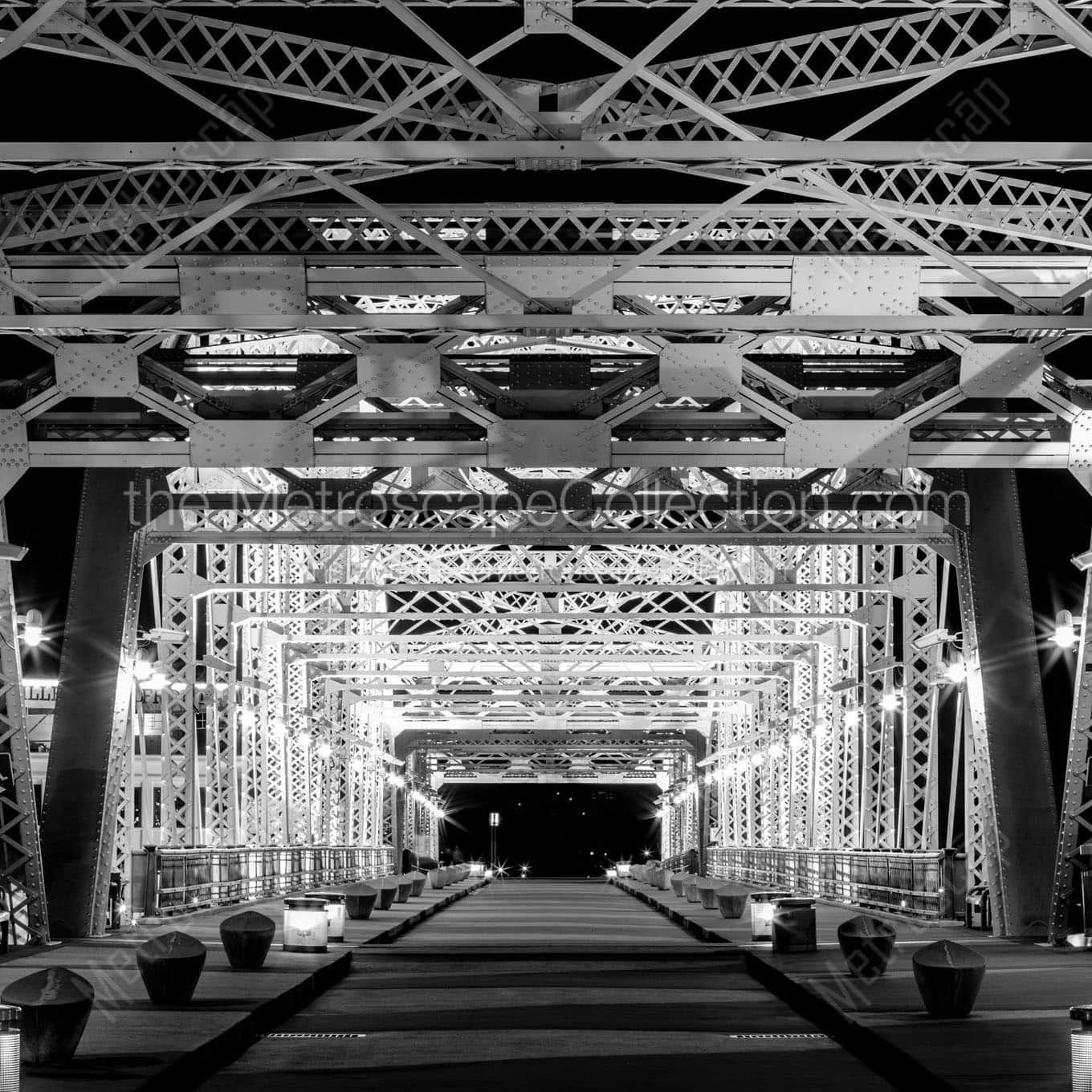 music city bikeway bridge at night Black & White Office Art