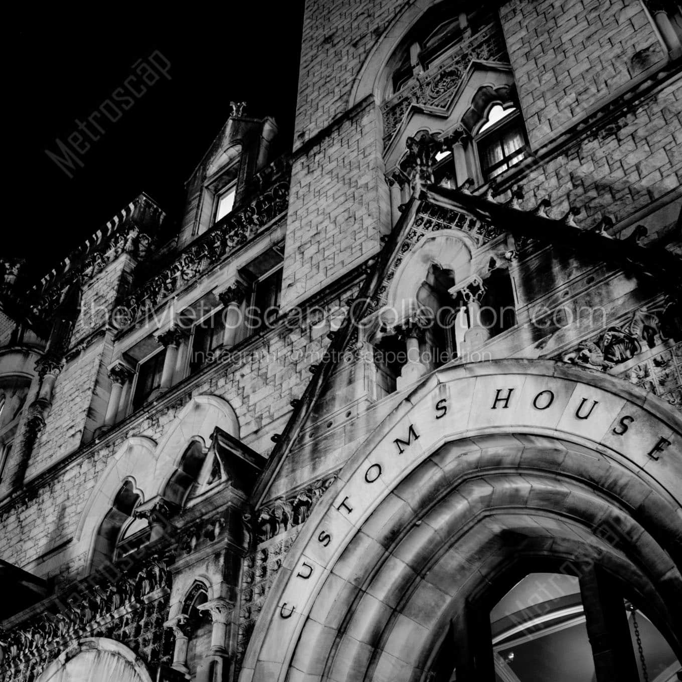 nashville customs house at night Black & White Office Art