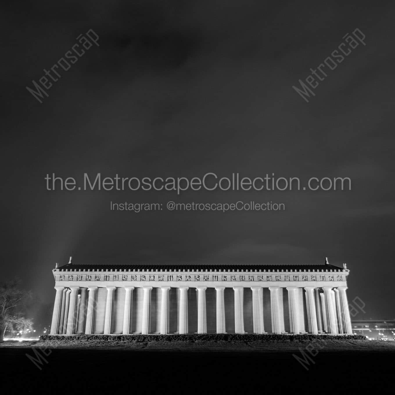 nashville parthenon at night in centennial park Black & White Office Art