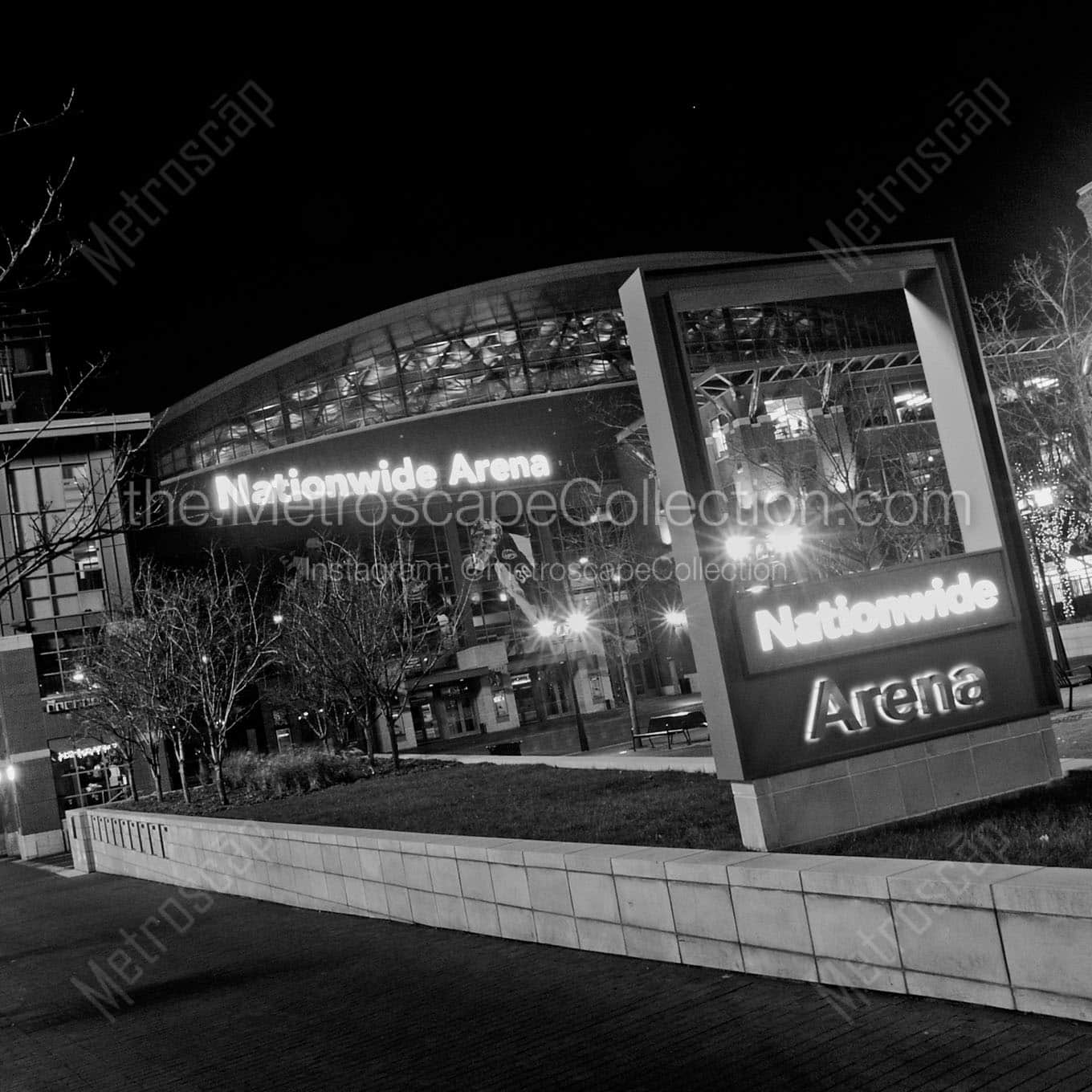 nationwide arena at night Black & White Office Art