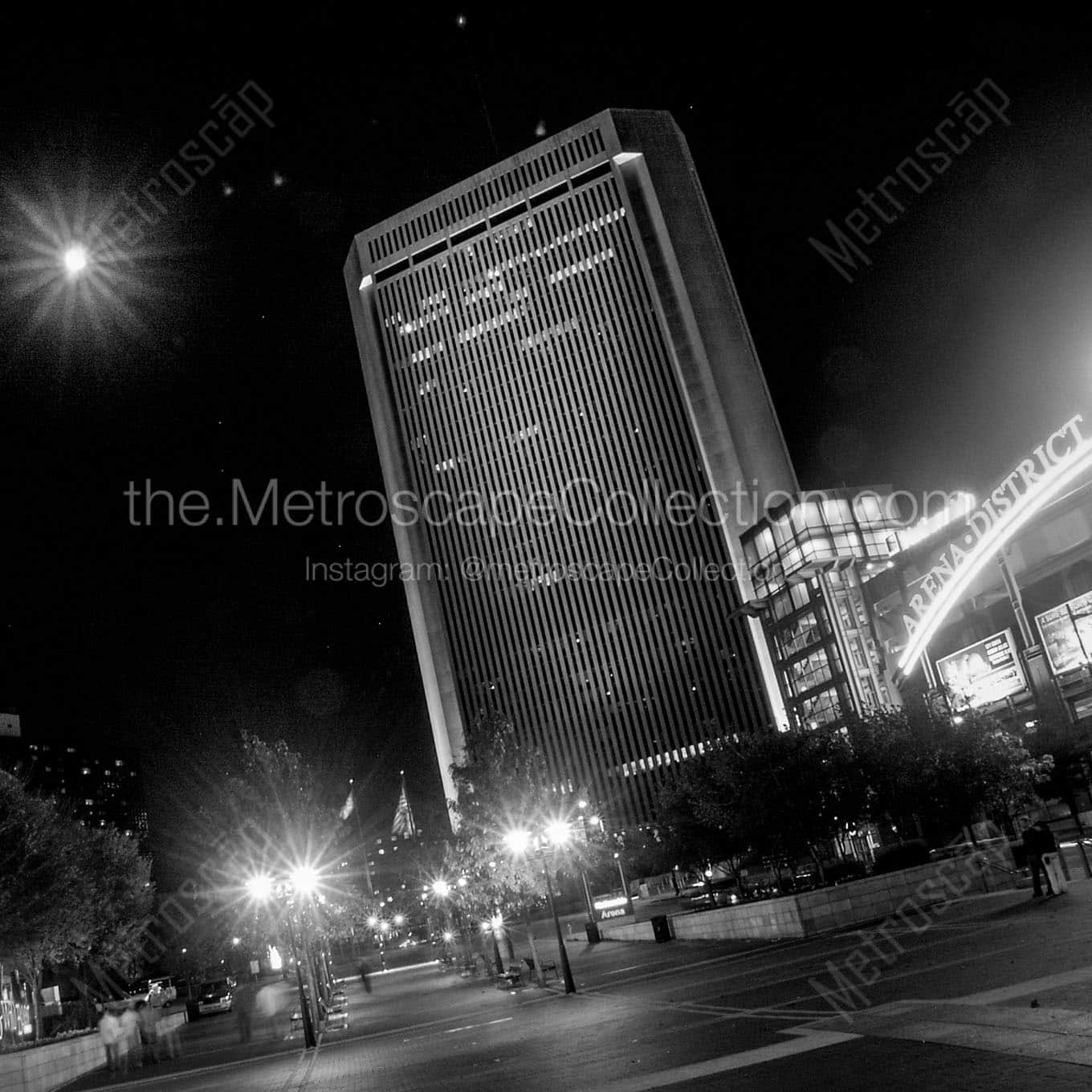 nationwide building over arena district Black & White Office Art