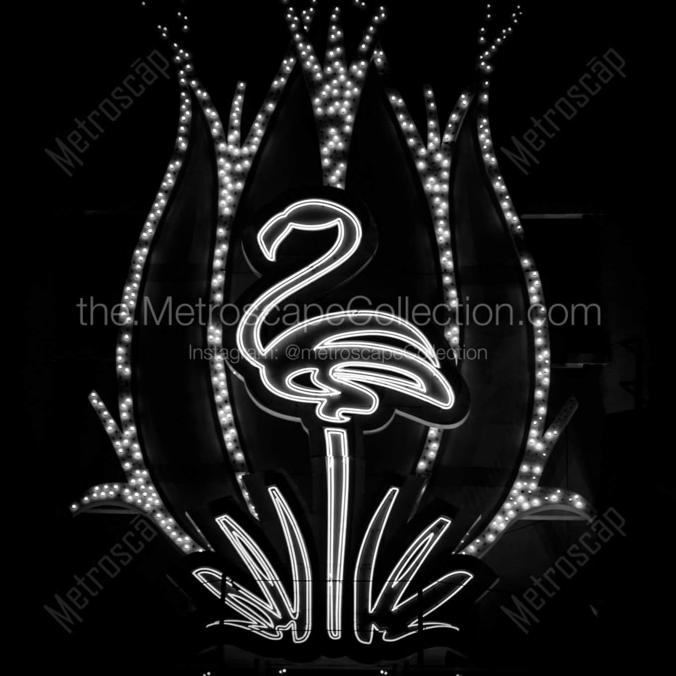 neon flamingo hotel sign Black & White Office Art