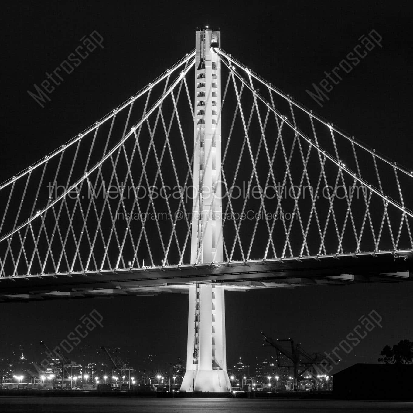 new bay bridge night Black & White Office Art