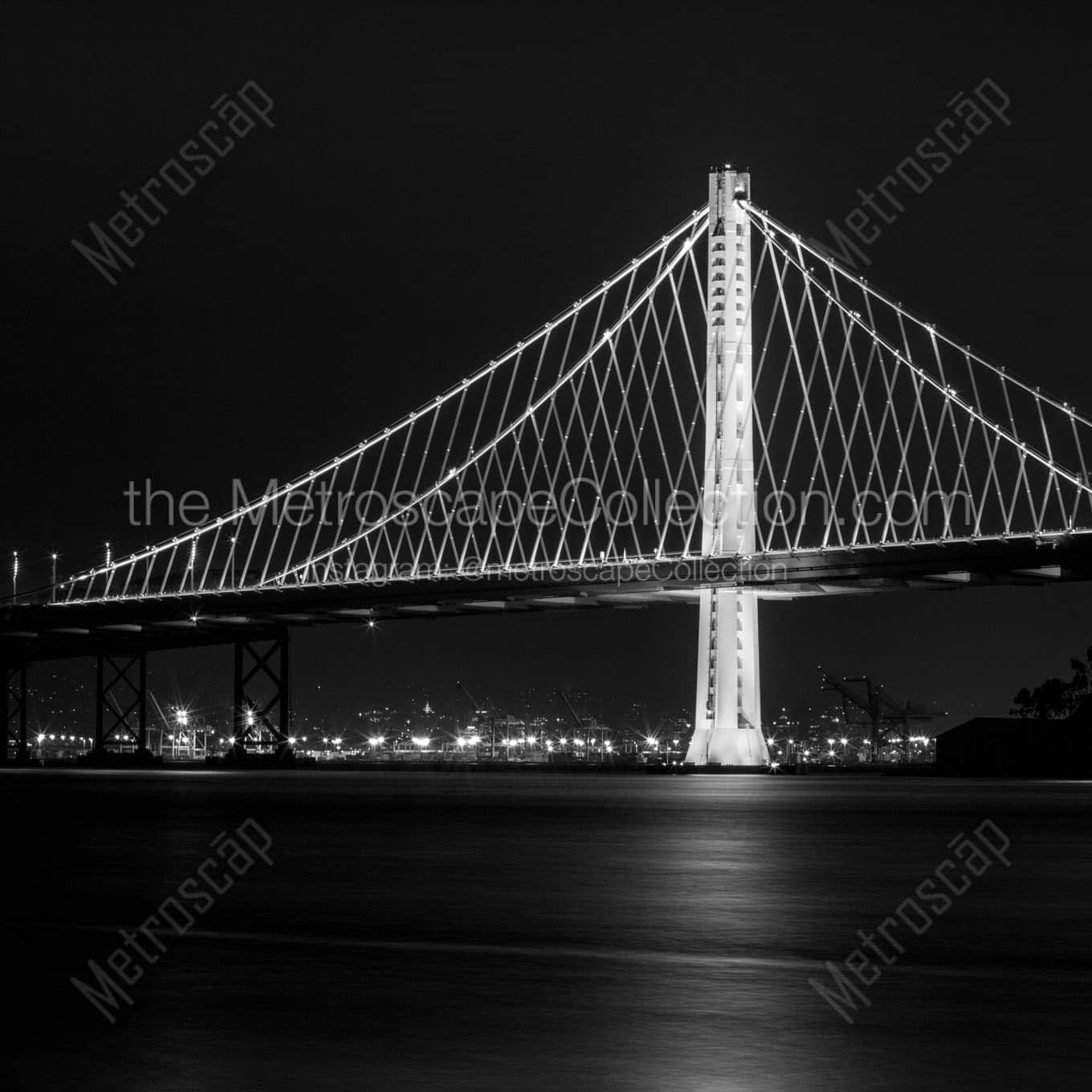 new sf bay bridge night Black & White Office Art