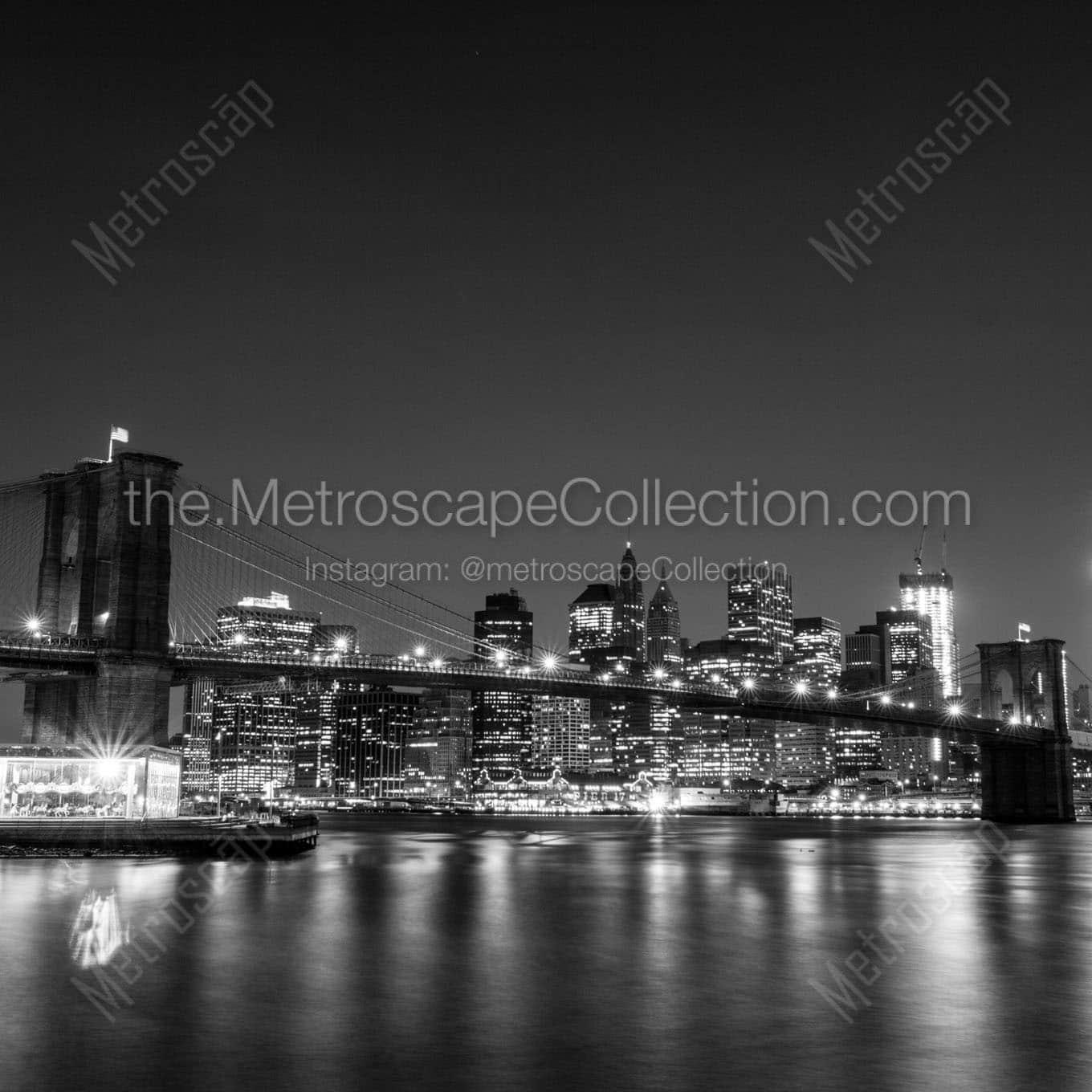 new york city skyline from brooklyn Black & White Office Art