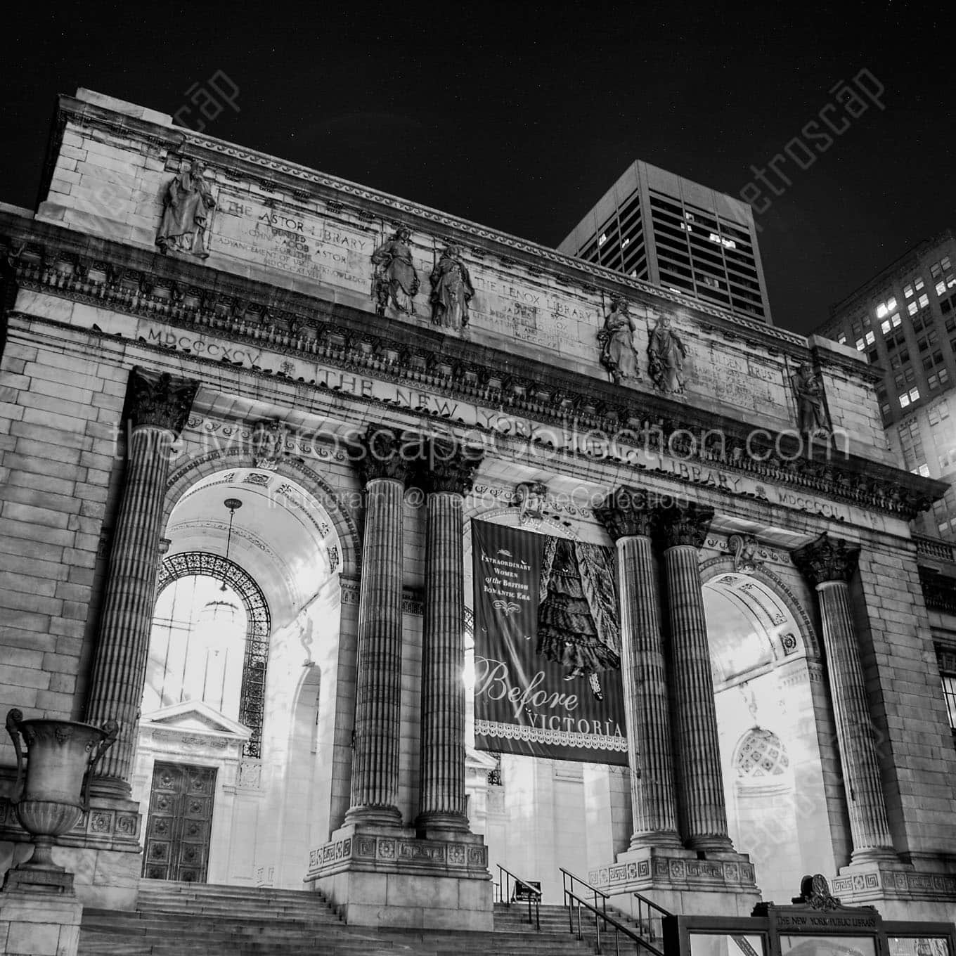 new york public library Black & White Office Art