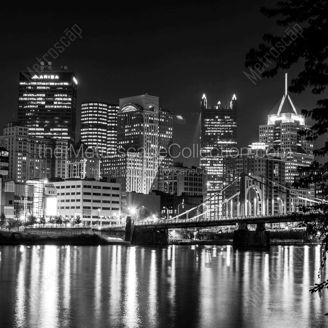 ninth avenue bridge pittsburgh skyline Black & White Office Art