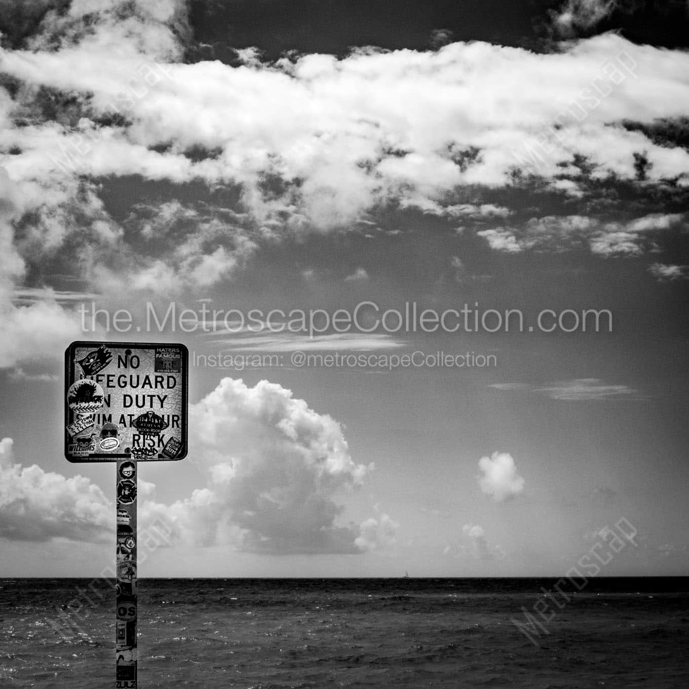 no lifeguard on duty sign Black & White Office Art