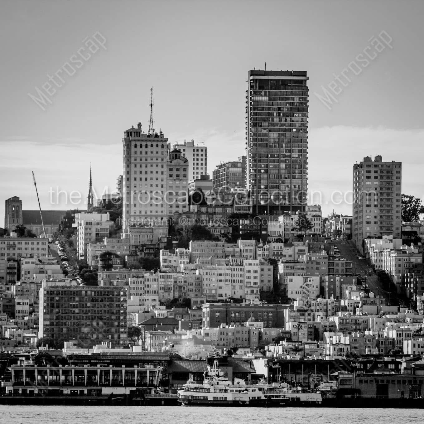 nob hill san francisco Black & White Office Art