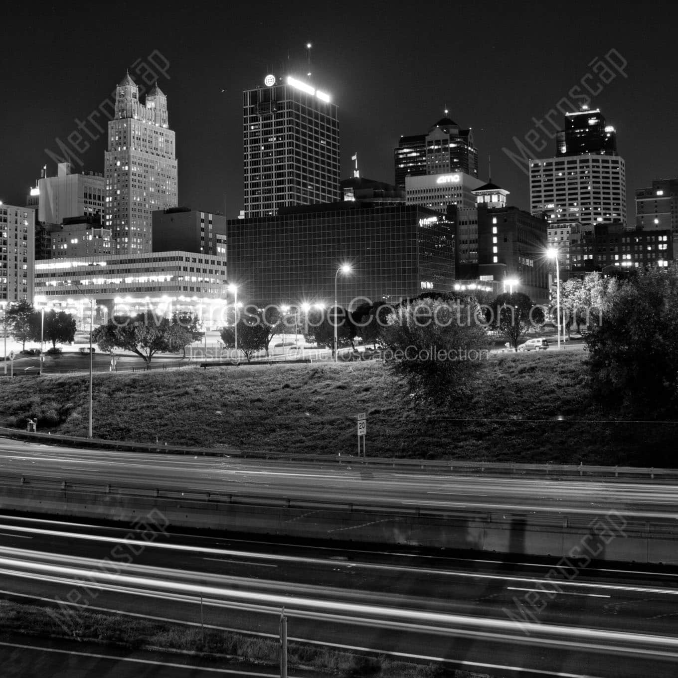 north kcmo skyline Black & White Office Art