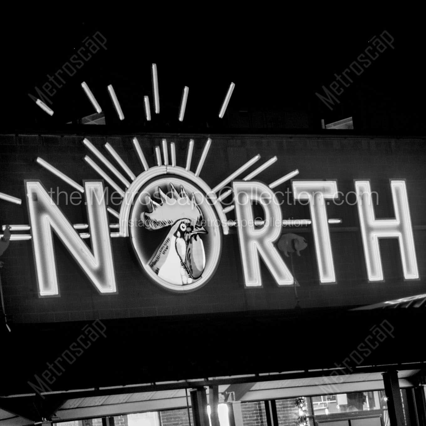 north market sign at night Black & White Office Art