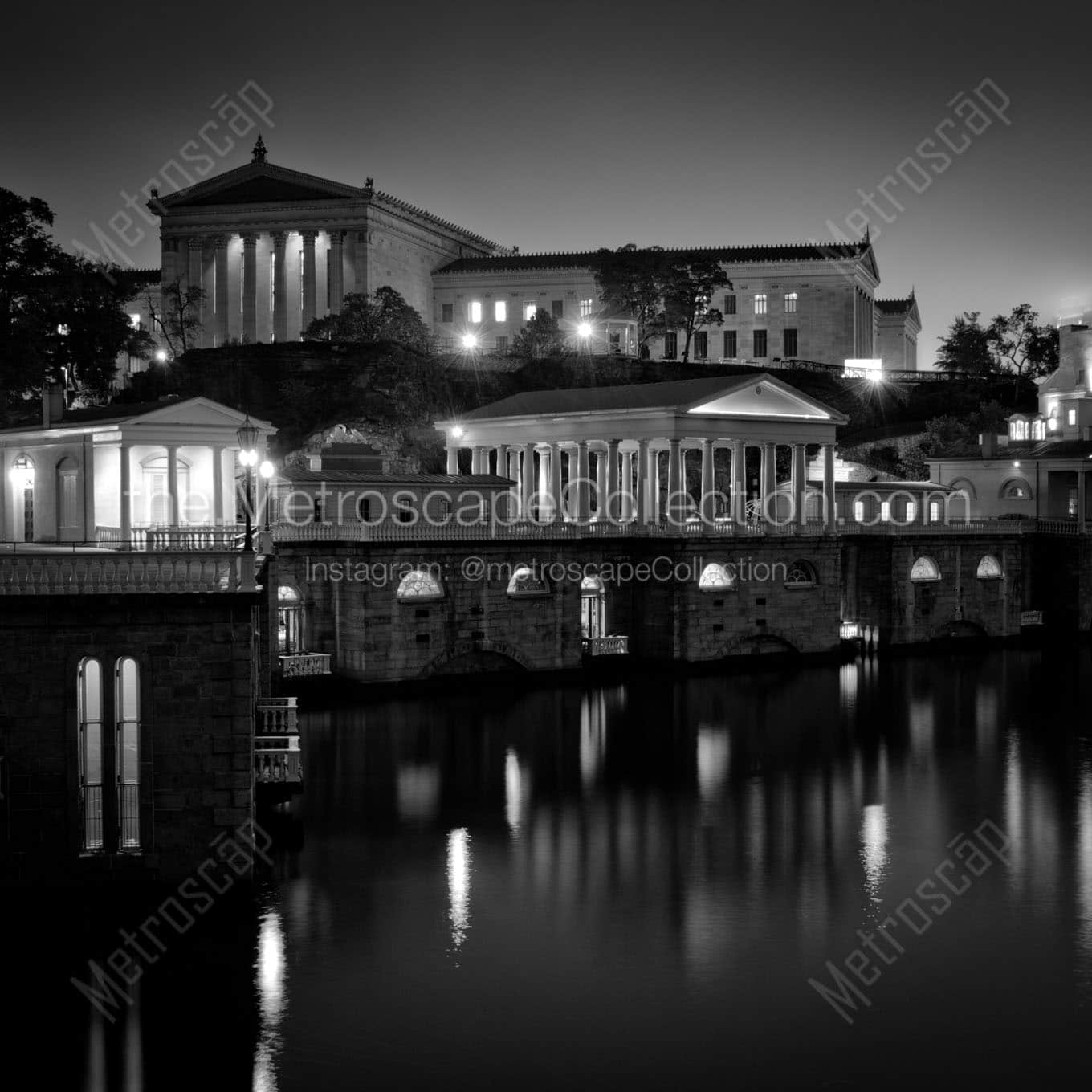 northwest side art museum at night Black & White Office Art