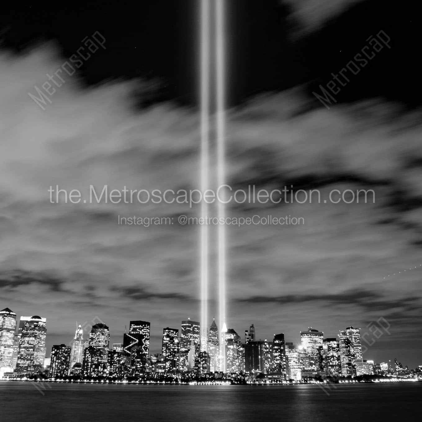 nyc skyline september 11 lights Black & White Office Art