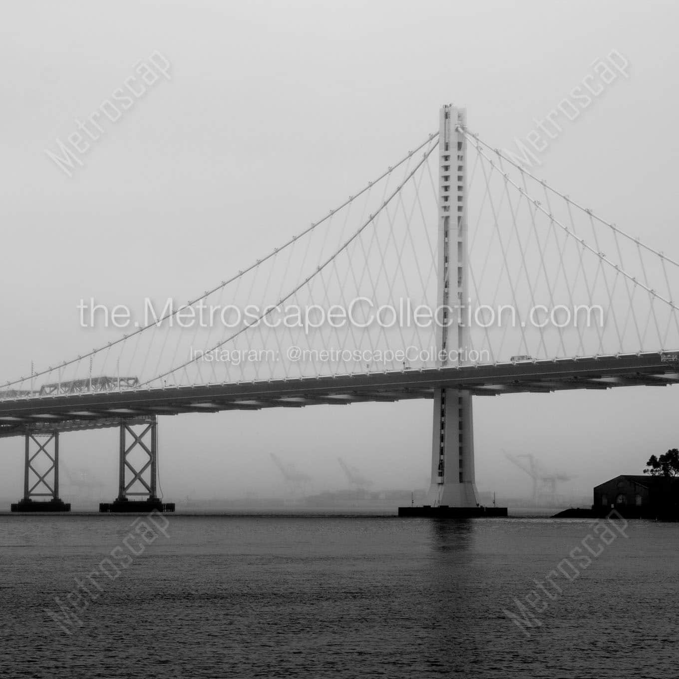 oakland bay bridge fog Black & White Office Art