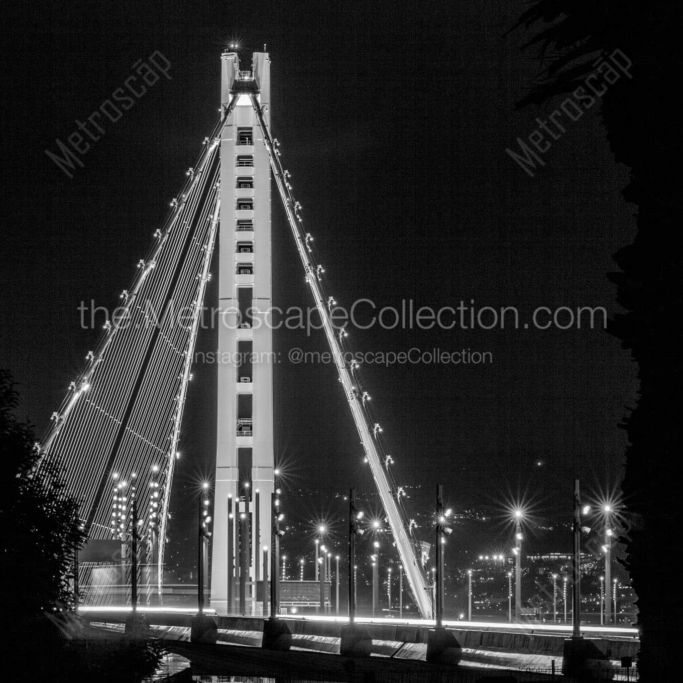 oakland bay bridge night Black & White Office Art