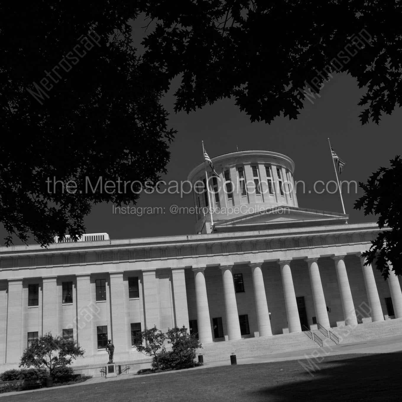 ohio statehouse lawn Black & White Office Art