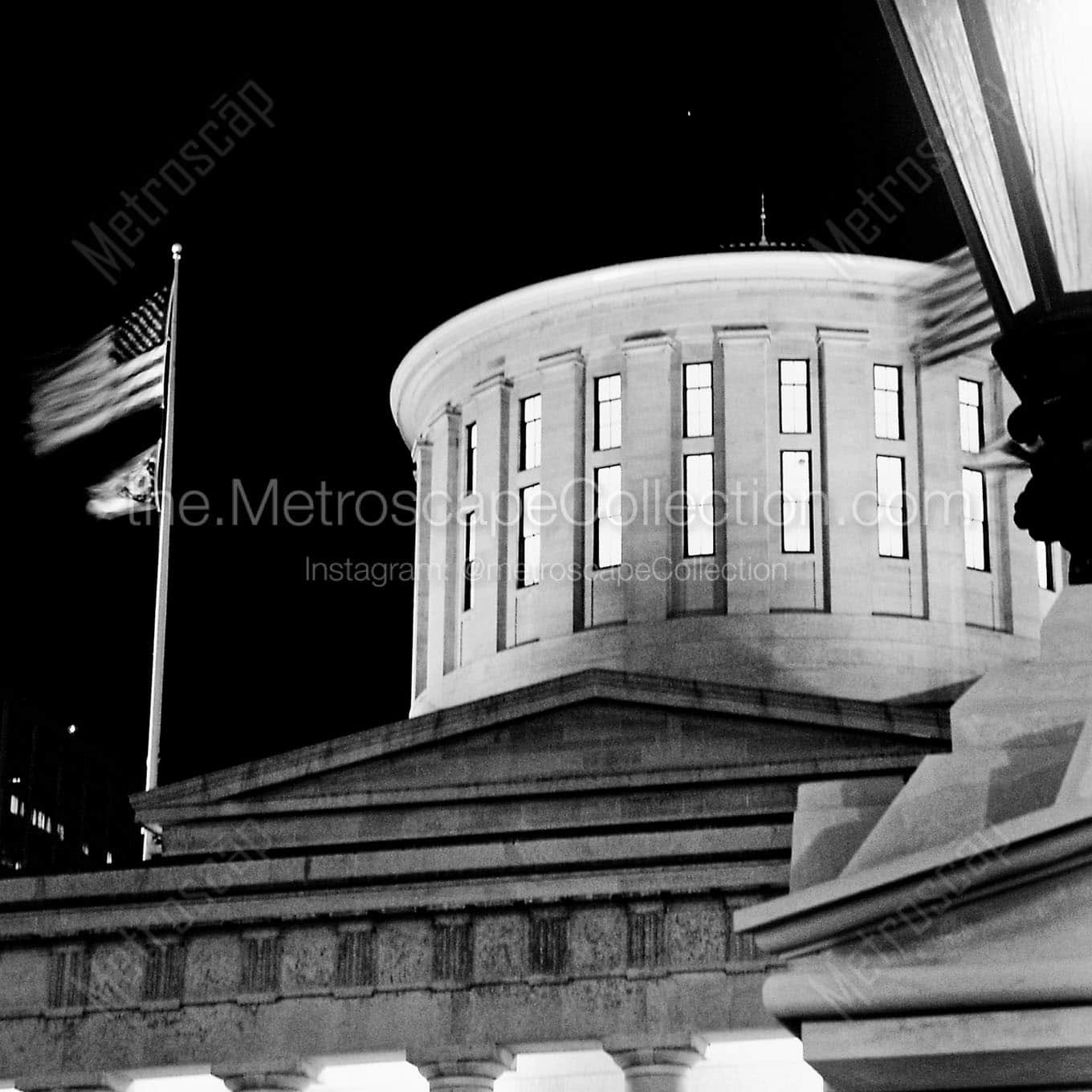 ohio statehouse rotunda at night Black & White Office Art