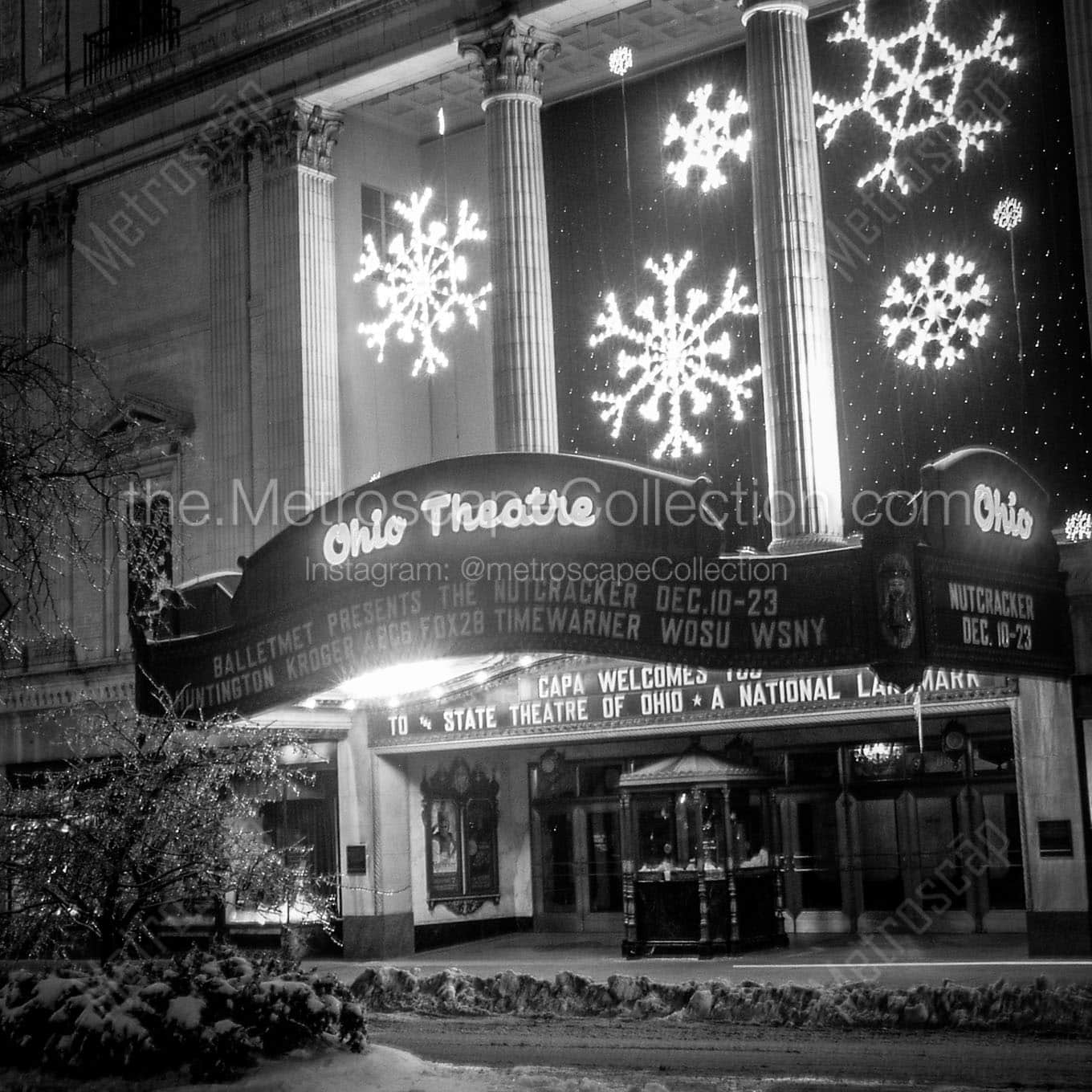 ohio theatre at christmas time Black & White Office Art