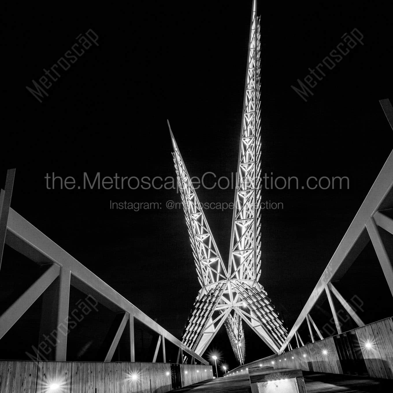 okc skydance bridge at night Black & White Office Art