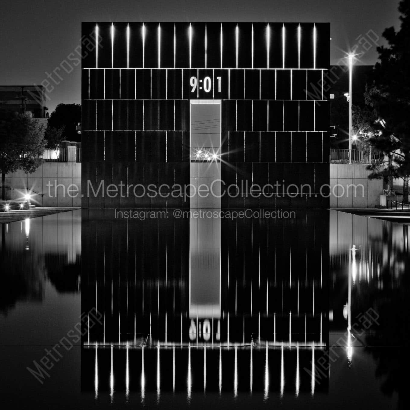 oklahoma city memorial at night Black & White Office Art