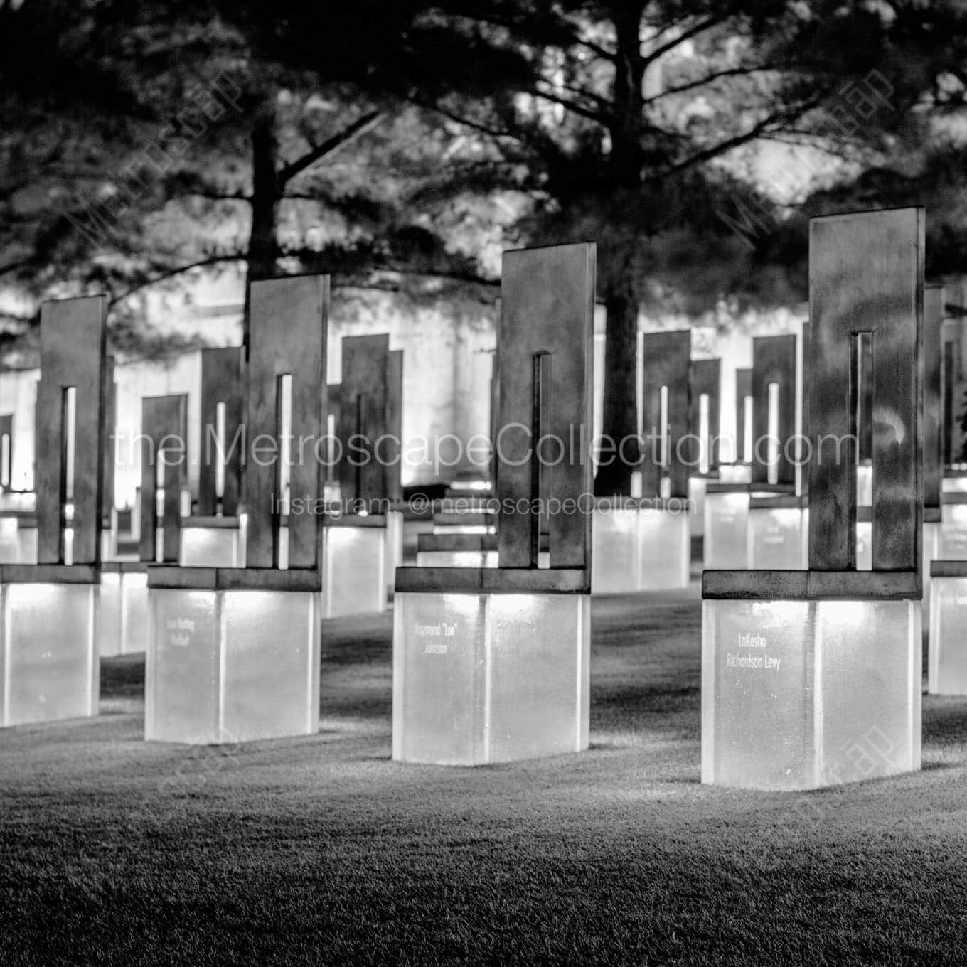 oklahoma city memorial chairs Black & White Office Art