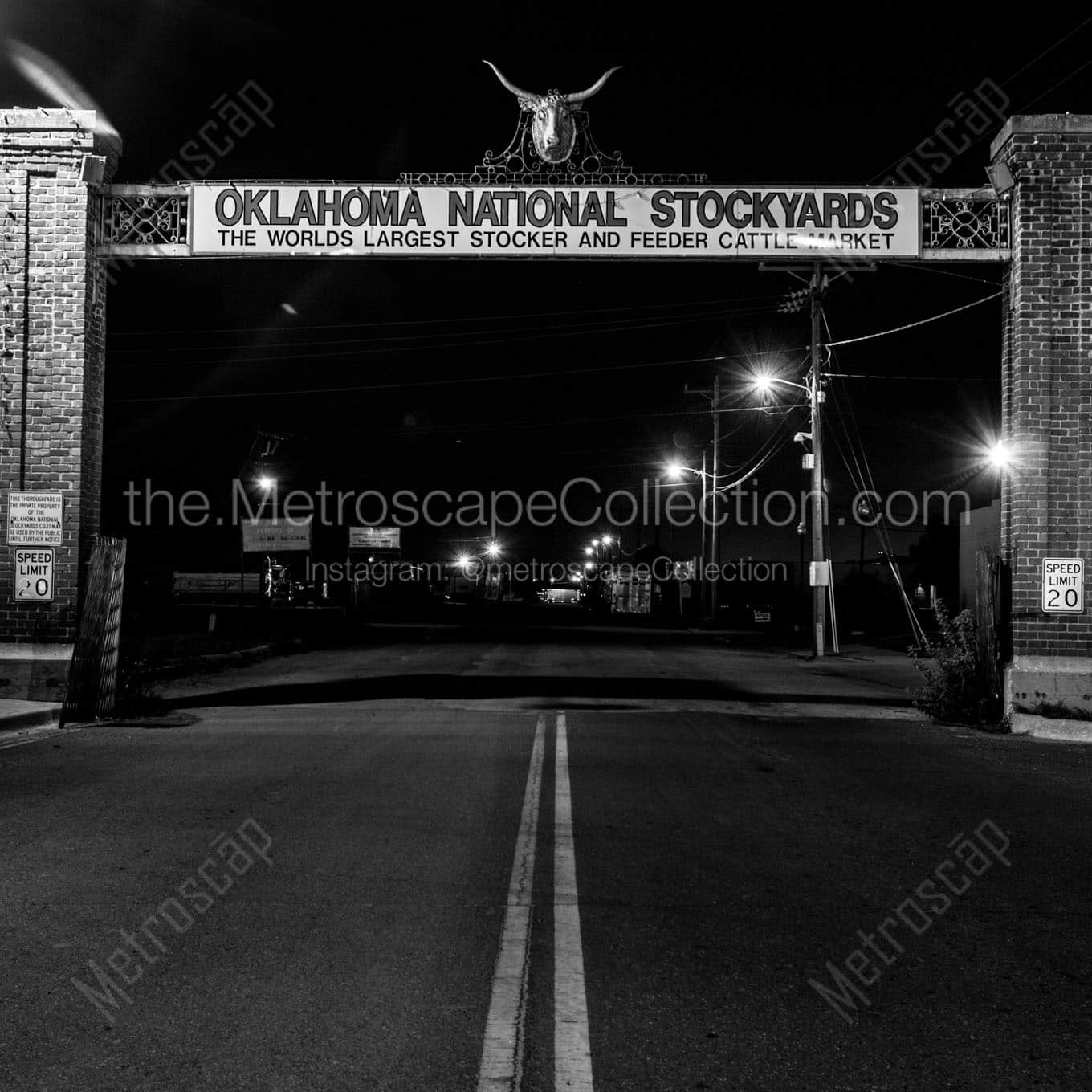 oklahoma national stockyards Black & White Office Art
