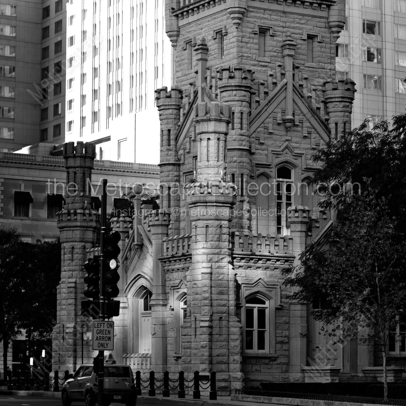 old chicago water tower Black & White Office Art