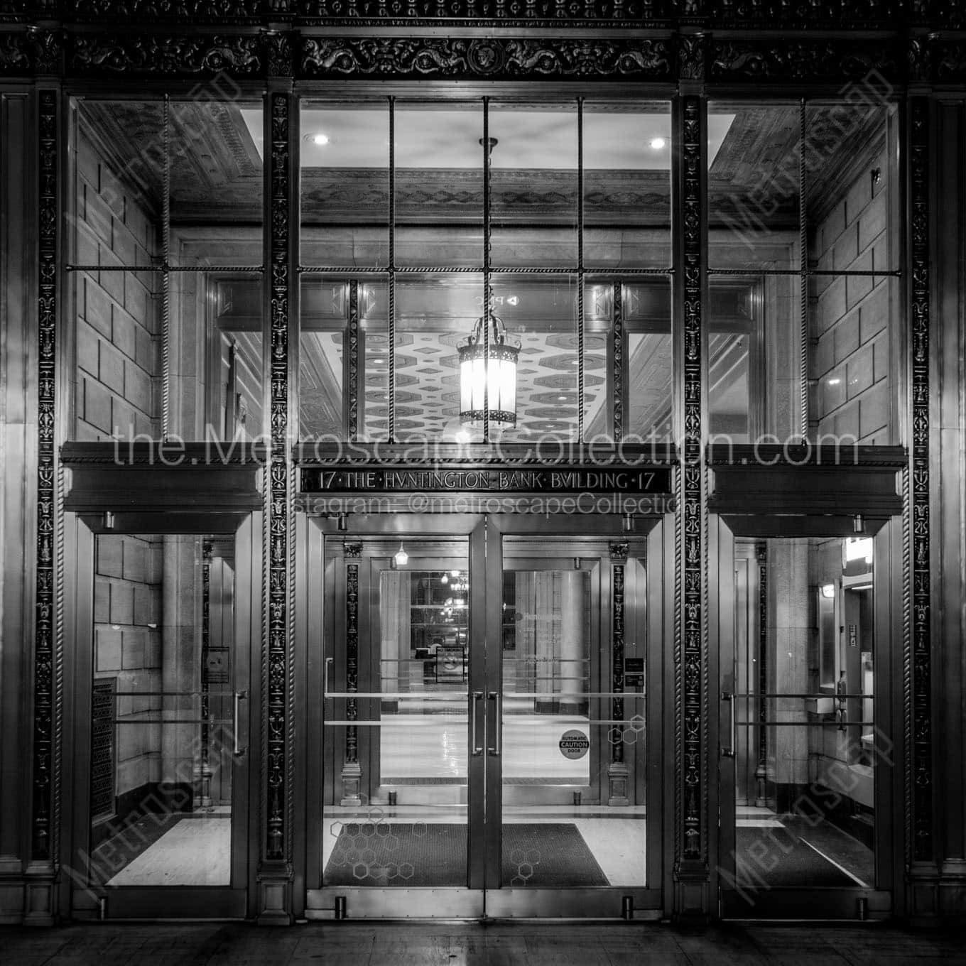 old huntington bank building Black & White Office Art